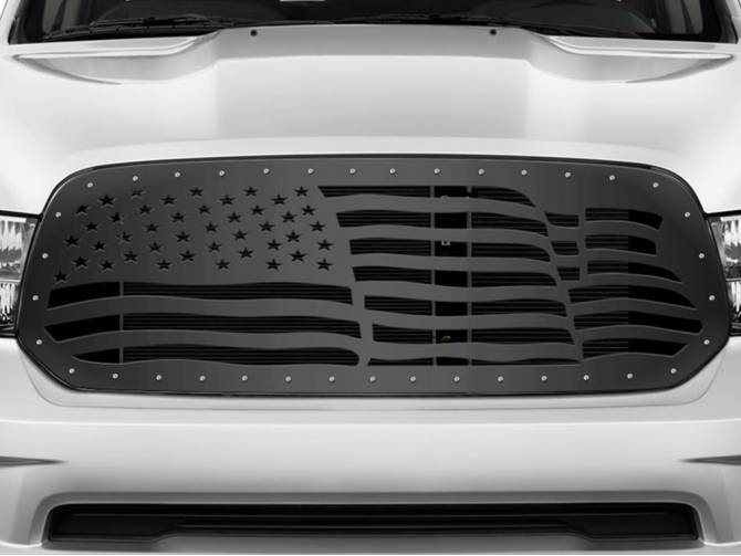Wavy American Flag Style Grille Overlay 2019 RAM Truck